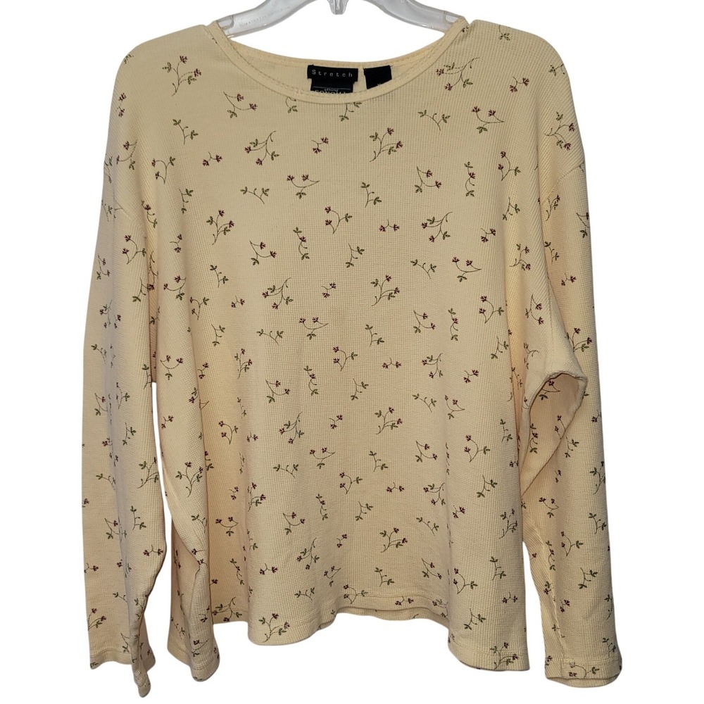 Sonoma Floral Thermal‎ Waffle Knit Long Sleeve T XL Stretch Cottagecore Softgirl